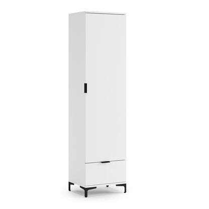 Lana Modern Tall Cabinet with Door and Drawer – White