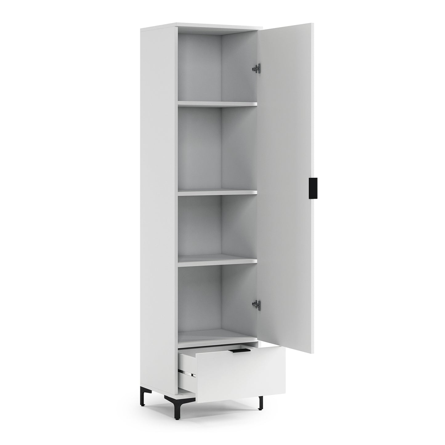 Lana Modern Tall Cabinet with Door and Drawer – White