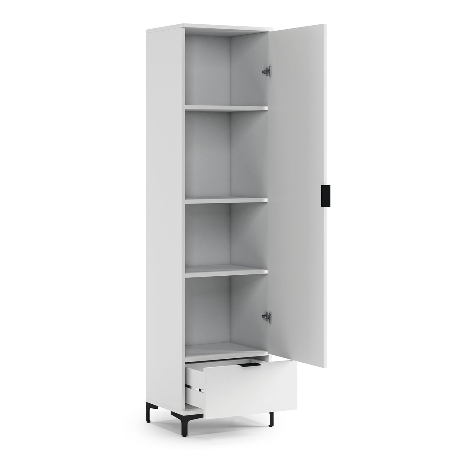 Lana Modern Tall Cabinet with Door and Drawer – White