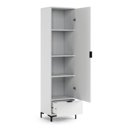 Lana Modern Tall Cabinet with Door and Drawer – White