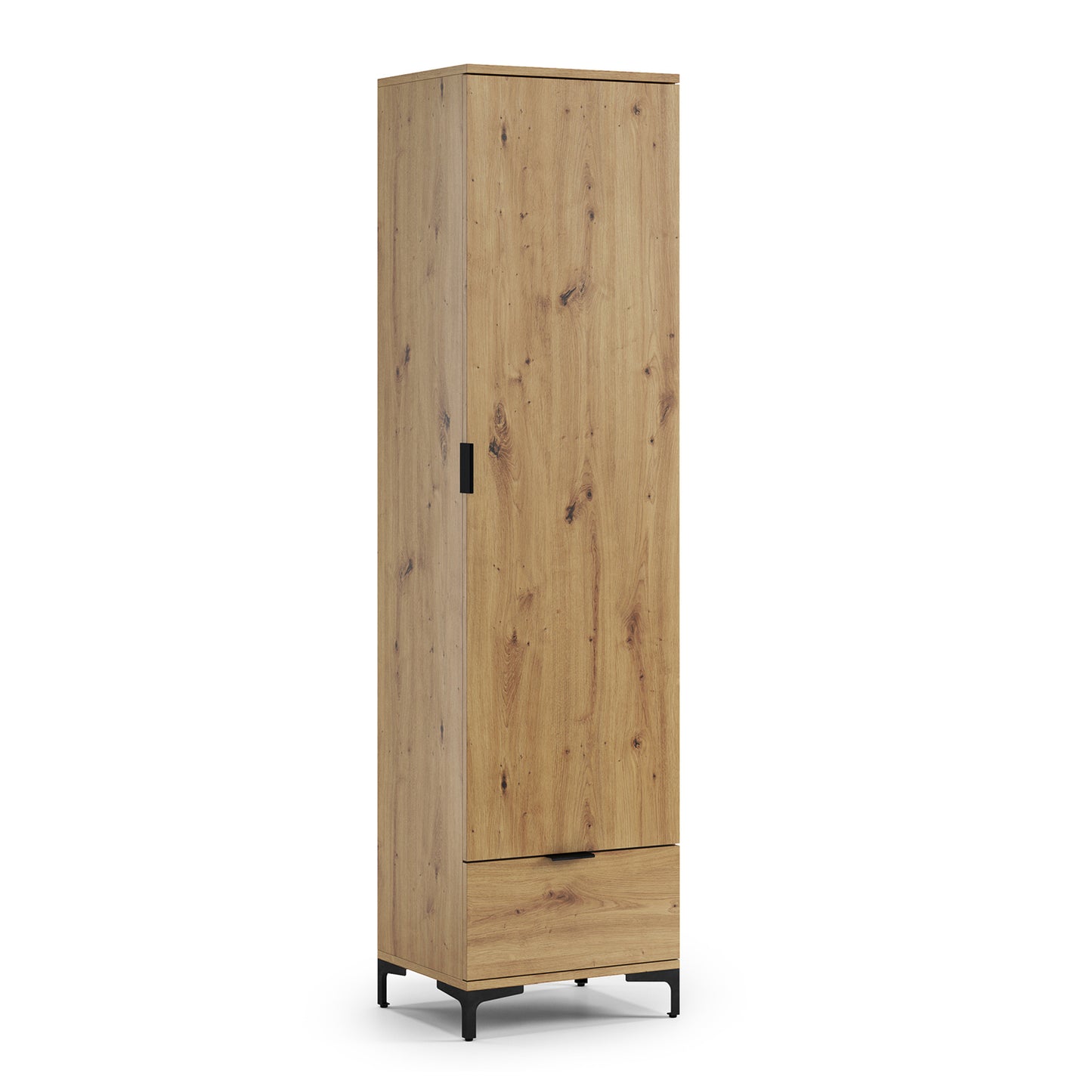 Lana Modern Tall Cabinet with Door and Drawer – Oak Artisan