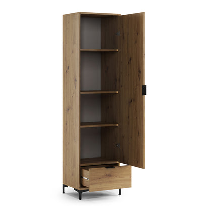 Lana Modern Tall Cabinet with Door and Drawer – Oak Artisan