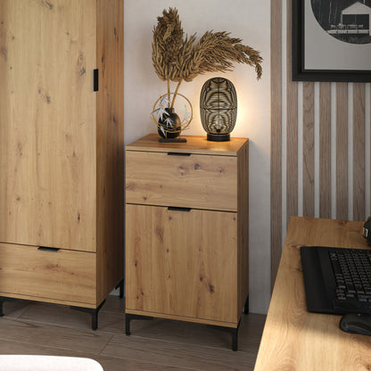 Lana Modern Slim Sideboard with Drawer and Cupboard – Oak Artisan