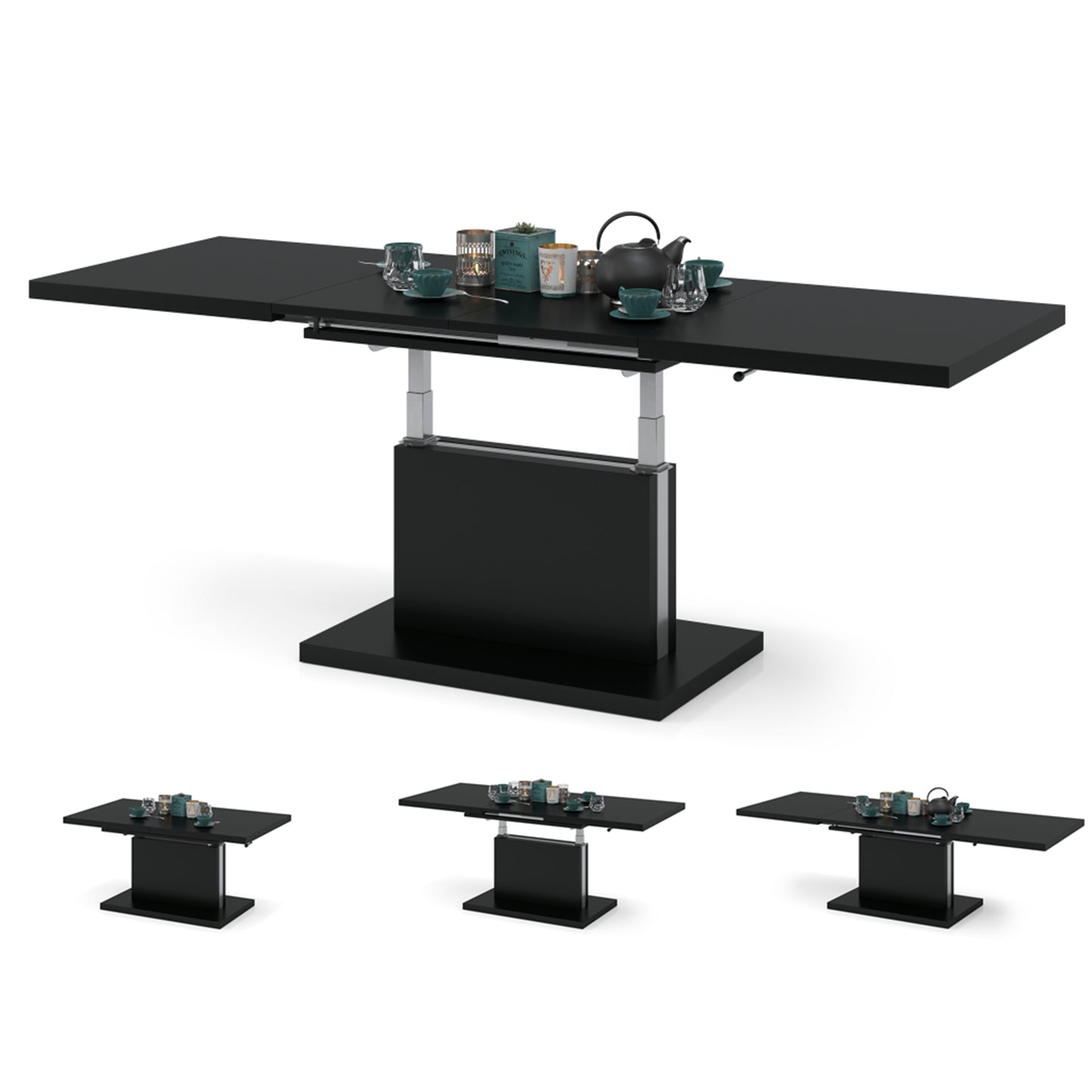 Astrid 70 - 2 in 1 Extending Coffee / Dining Table - Black Matt