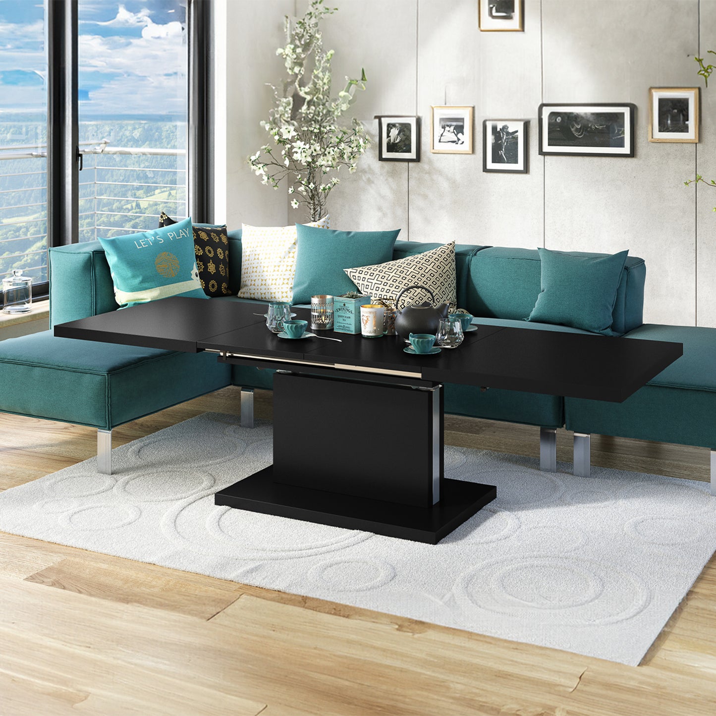 Astrid 70 - 2 in 1 Extending Coffee / Dining Table - Black Matt