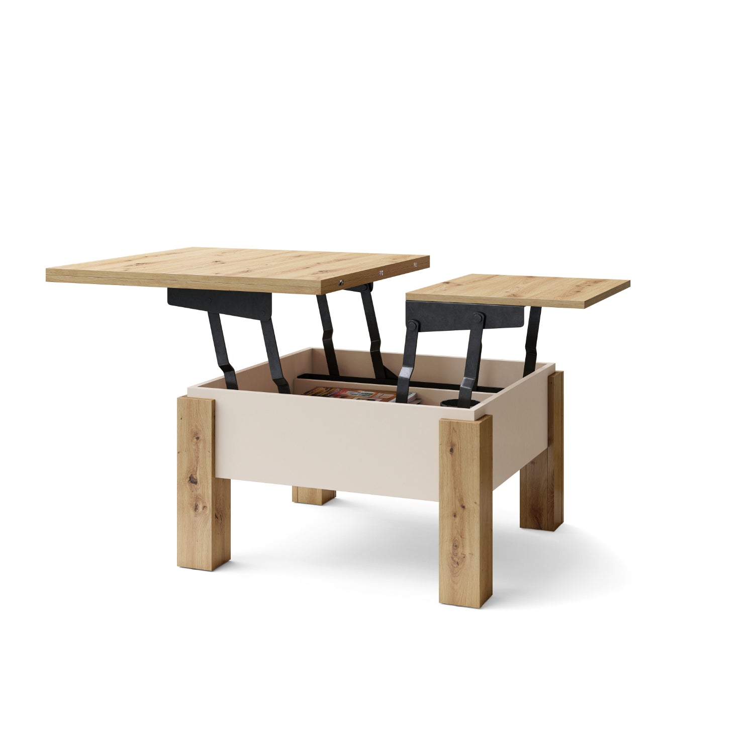 Ozma 2 in 1 Extending Coffee / Dining Table 80-160cm - Artisan Oak / Cashmere