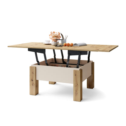 Ozma 2 in 1 Extending Coffee / Dining Table 80-160cm - Artisan Oak / Cashmere