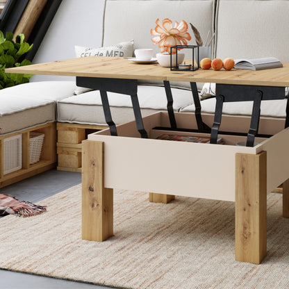 Ozma 2 in 1 Extending Coffee / Dining Table 80-160cm - Artisan Oak / Cashmere