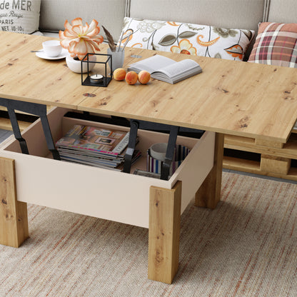 Ozma 2 in 1 Extending Coffee / Dining Table 80-160cm - Artisan Oak / Cashmere