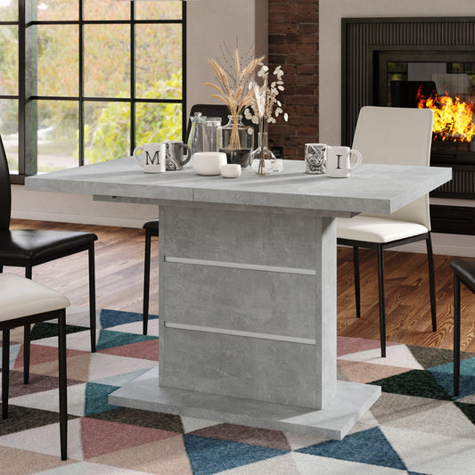 Piano Extendable Dining Table Modern Design - Concrete / White