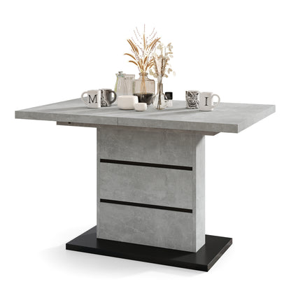 Piano Extendable Dining Table Modern Design - Concrete / Black