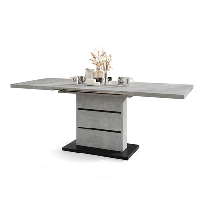 Piano Extendable Dining Table Modern Design - Concrete / Black
