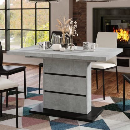 Piano Extendable Dining Table Modern Design - Concrete / Black
