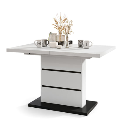 Piano Extendable Dining Table Modern Design - White / Black