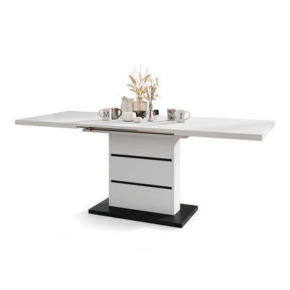 Piano Extendable Dining Table Modern Design - White / Black