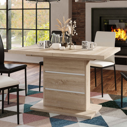 Piano Extendable Dining Table Modern Design - Sonoma Oak / White