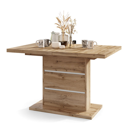 Piano Extendable Dining Table Modern Design - Wotan Oak / White