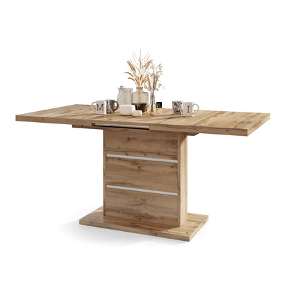 Piano Extendable Dining Table Modern Design - Wotan Oak / White