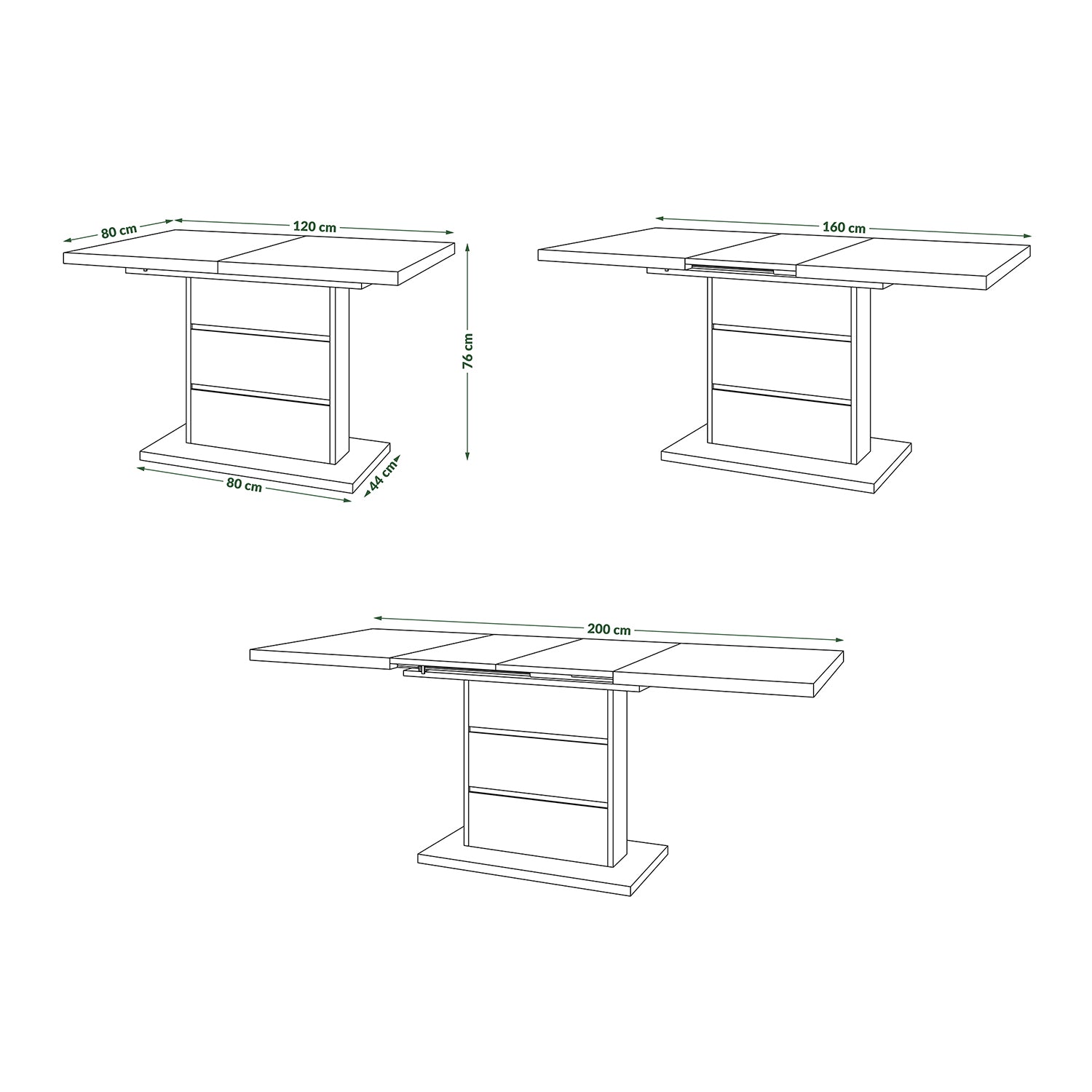 Piano Extendable Dining Table Modern Design - Artisan Oak / Black