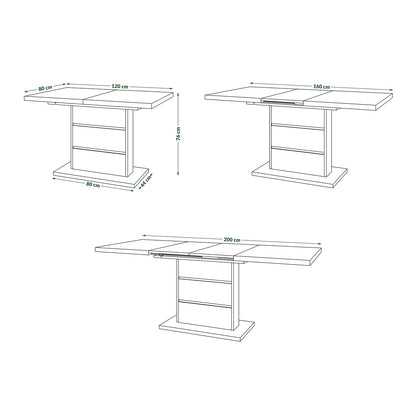Piano Extendable Dining Table Modern Design - Sonoma Oak / White