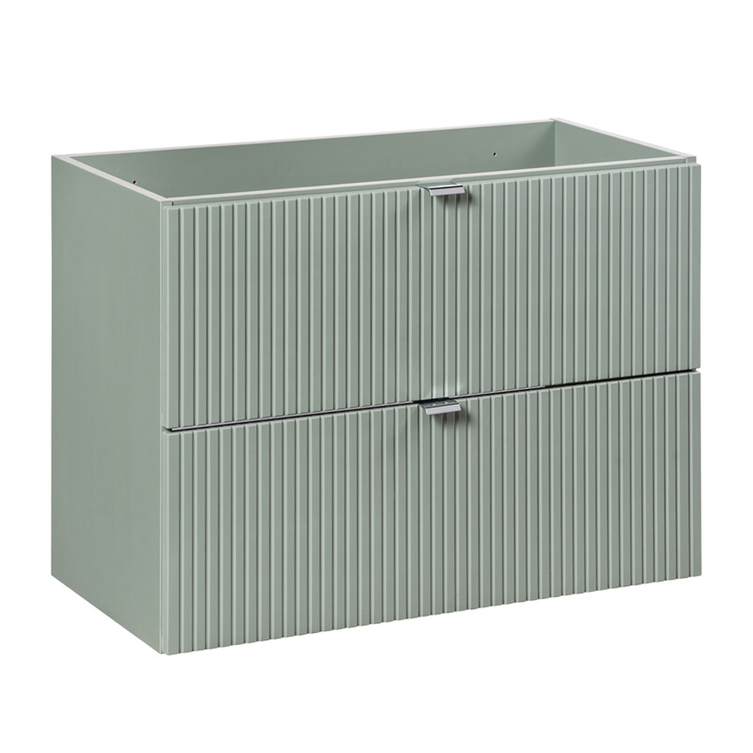 Line Reed 2 Drawer Bathroom Cabinet Vanity Unit 80cm with Built-In Basin - Sage