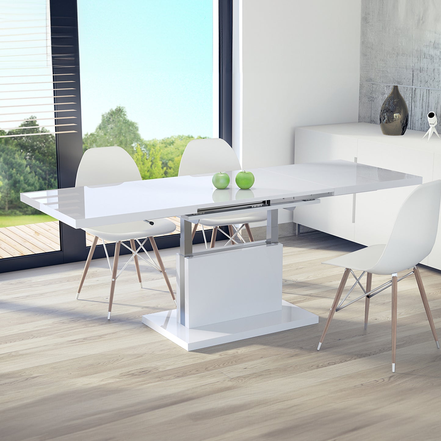 Astrid 70 - 2 in 1 Extending Coffee / Dining Table - White Gloss