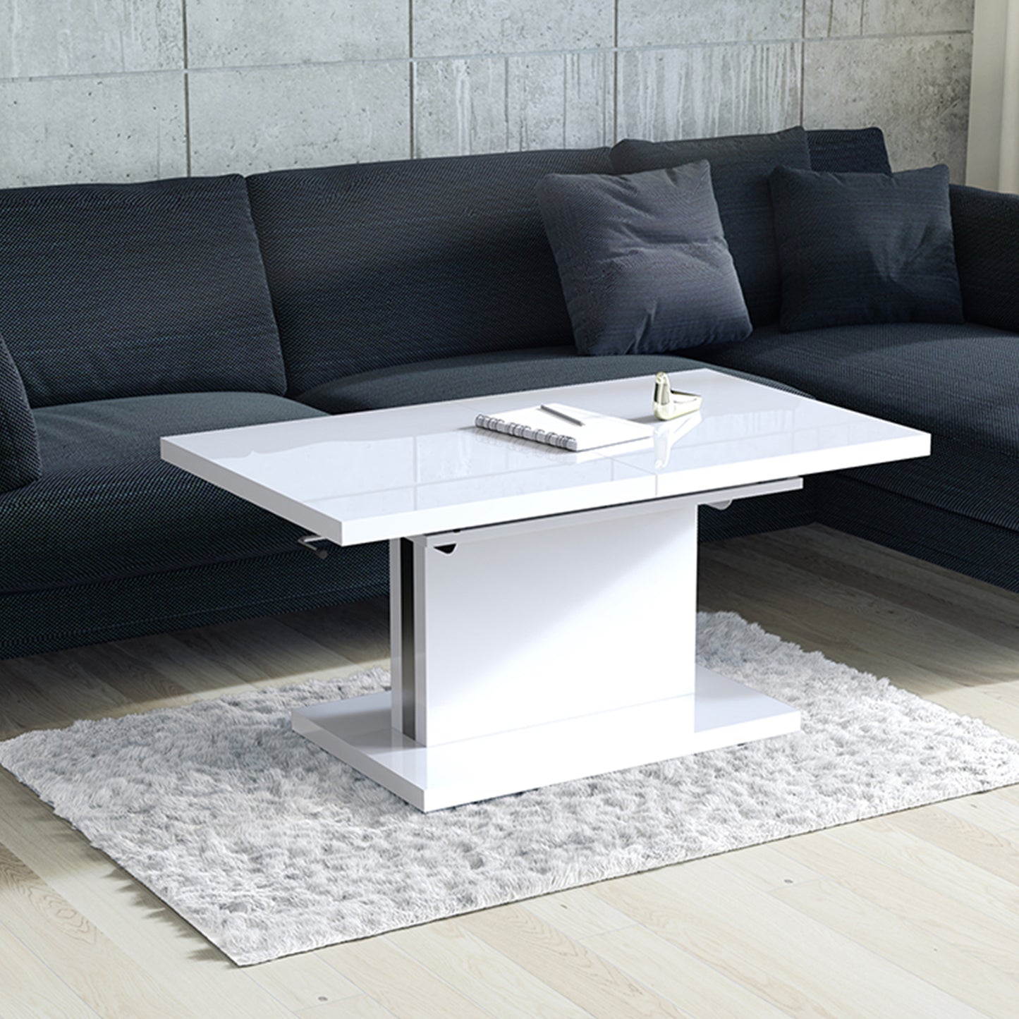 Astrid 70 - 2 in 1 Extending Coffee / Dining Table - White Gloss