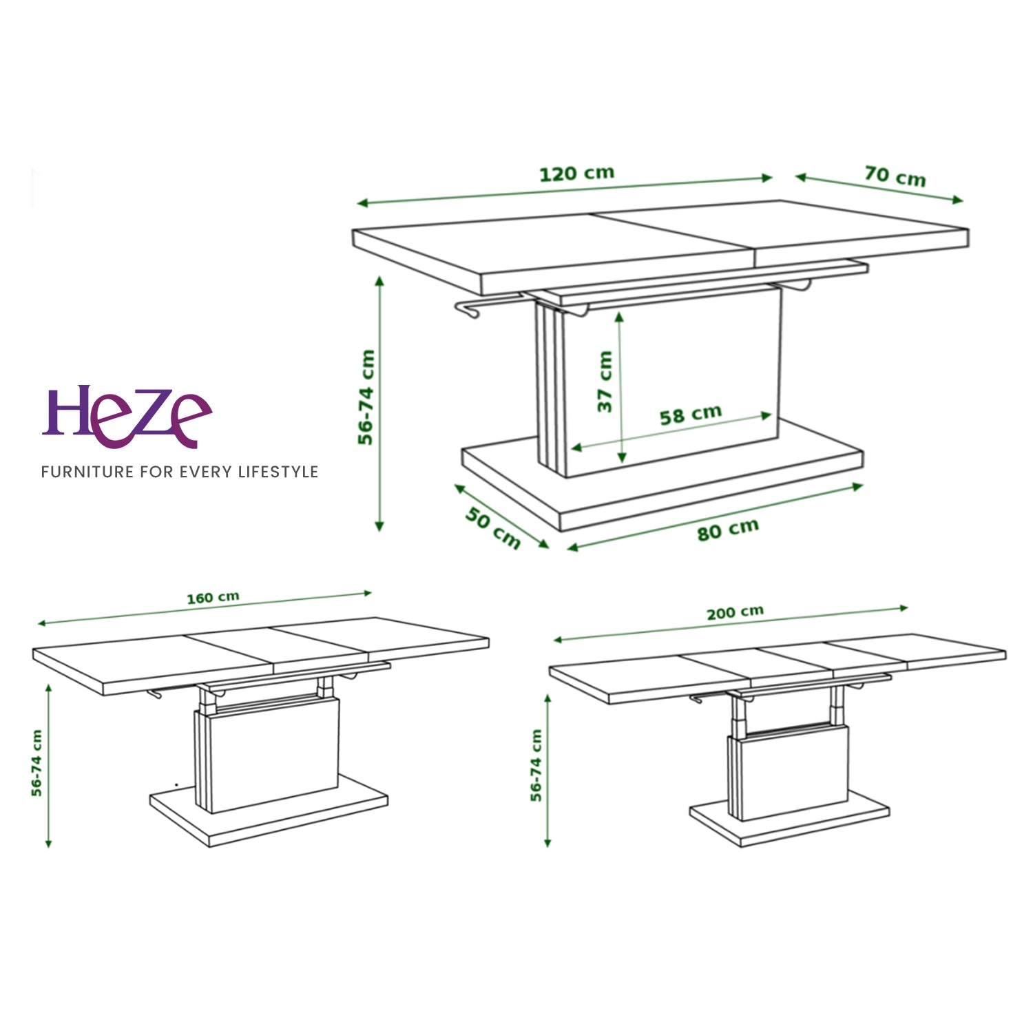 Astrid 70 - 2 in 1 Extending Coffee / Dining Table - Black Matt