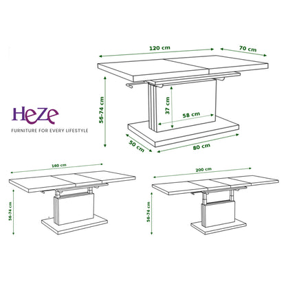 Astrid 70 - 2 in 1 Extending Coffee / Dining Table - Black Matt