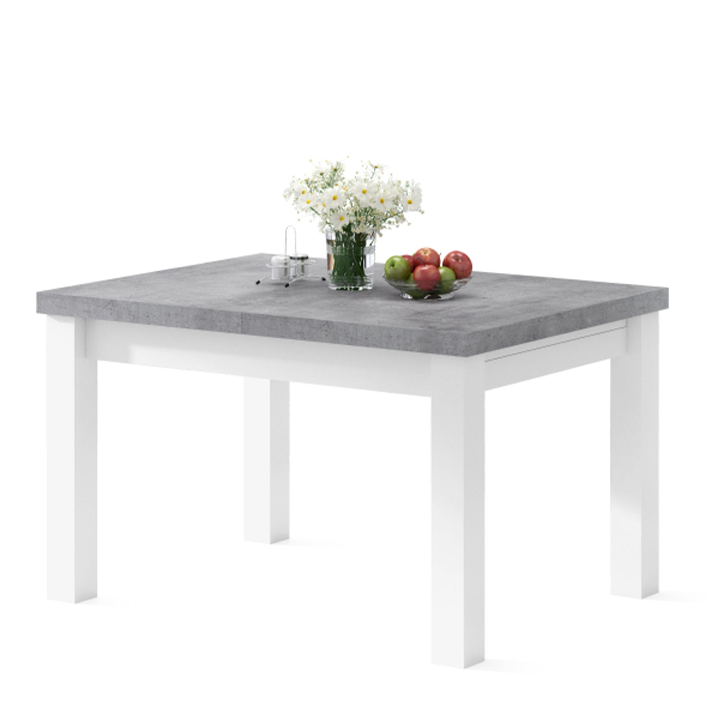 Royal Modern Extendable Dining Table – Concrete / White