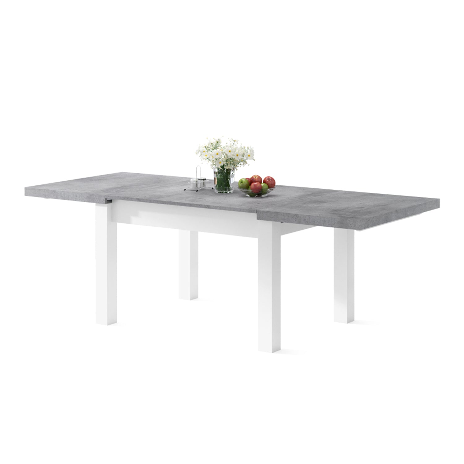Royal Modern Extendable Dining Table – Concrete / White