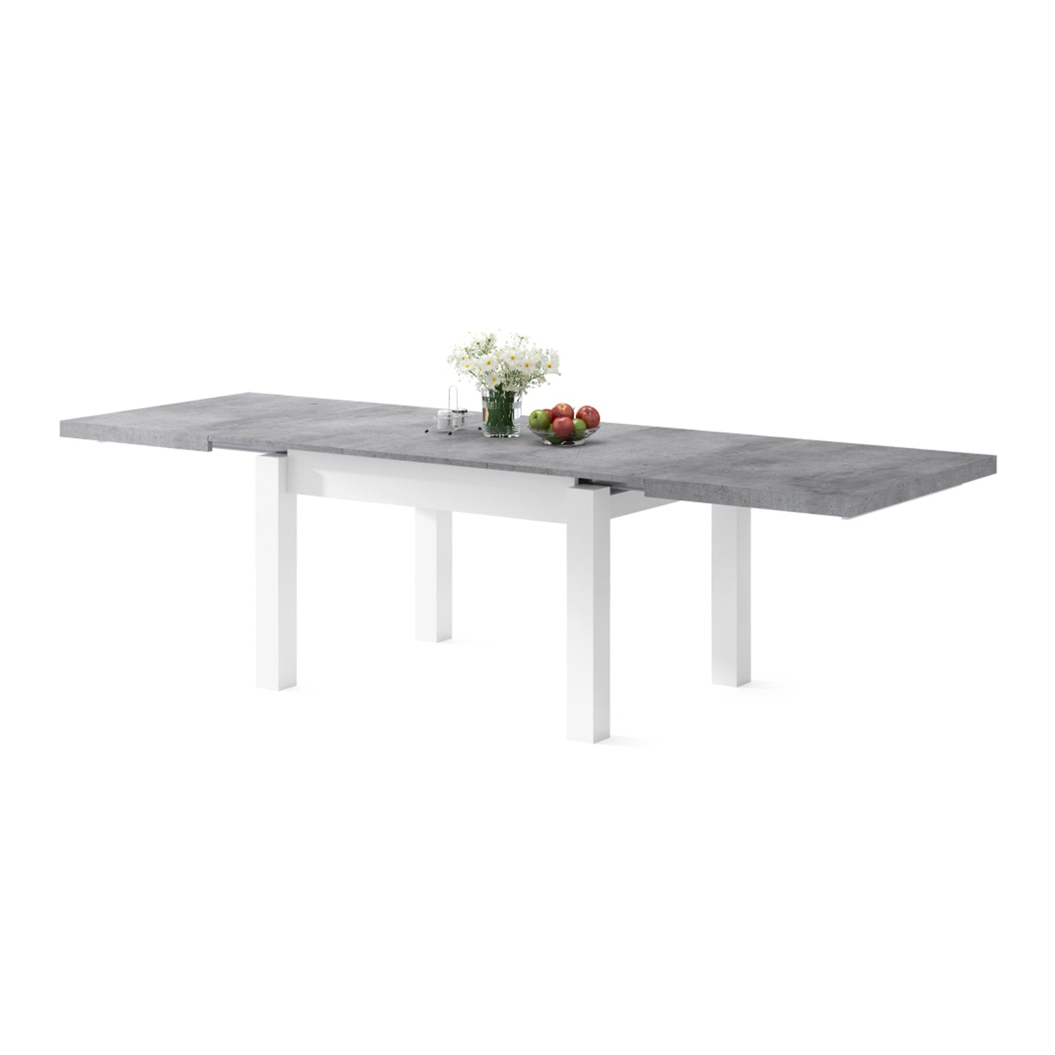 Royal Modern Extendable Dining Table – Concrete / White