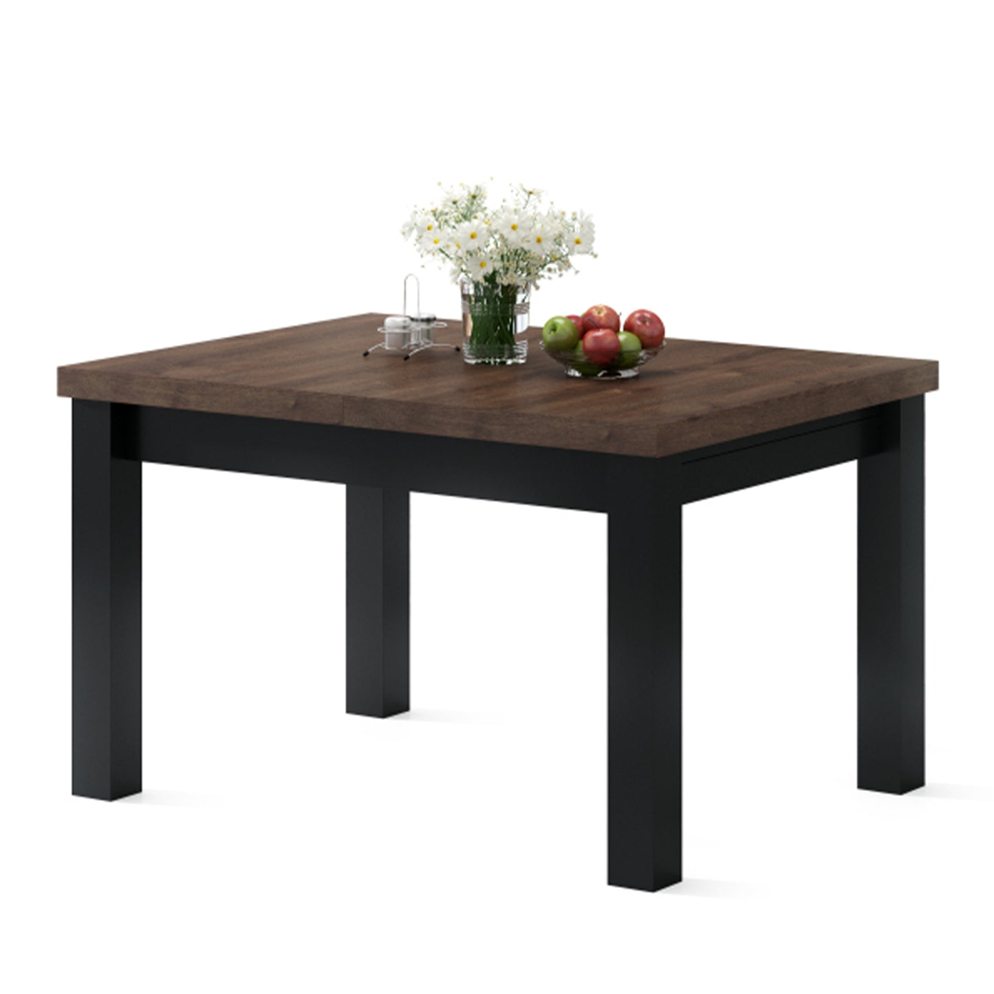Royal Modern Extendable Dining Table – Brown Oak / Black