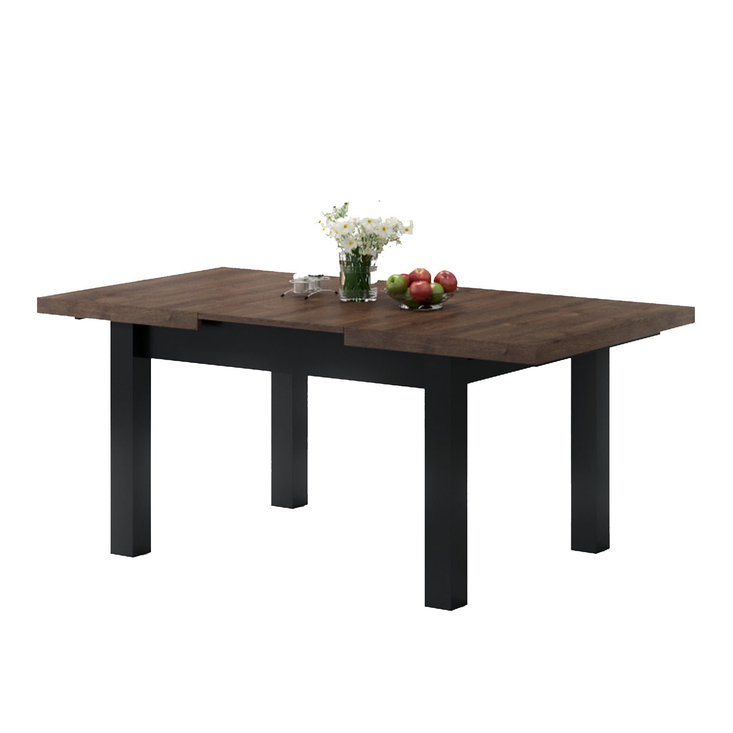 Royal Modern Extendable Dining Table – Brown Oak / Black