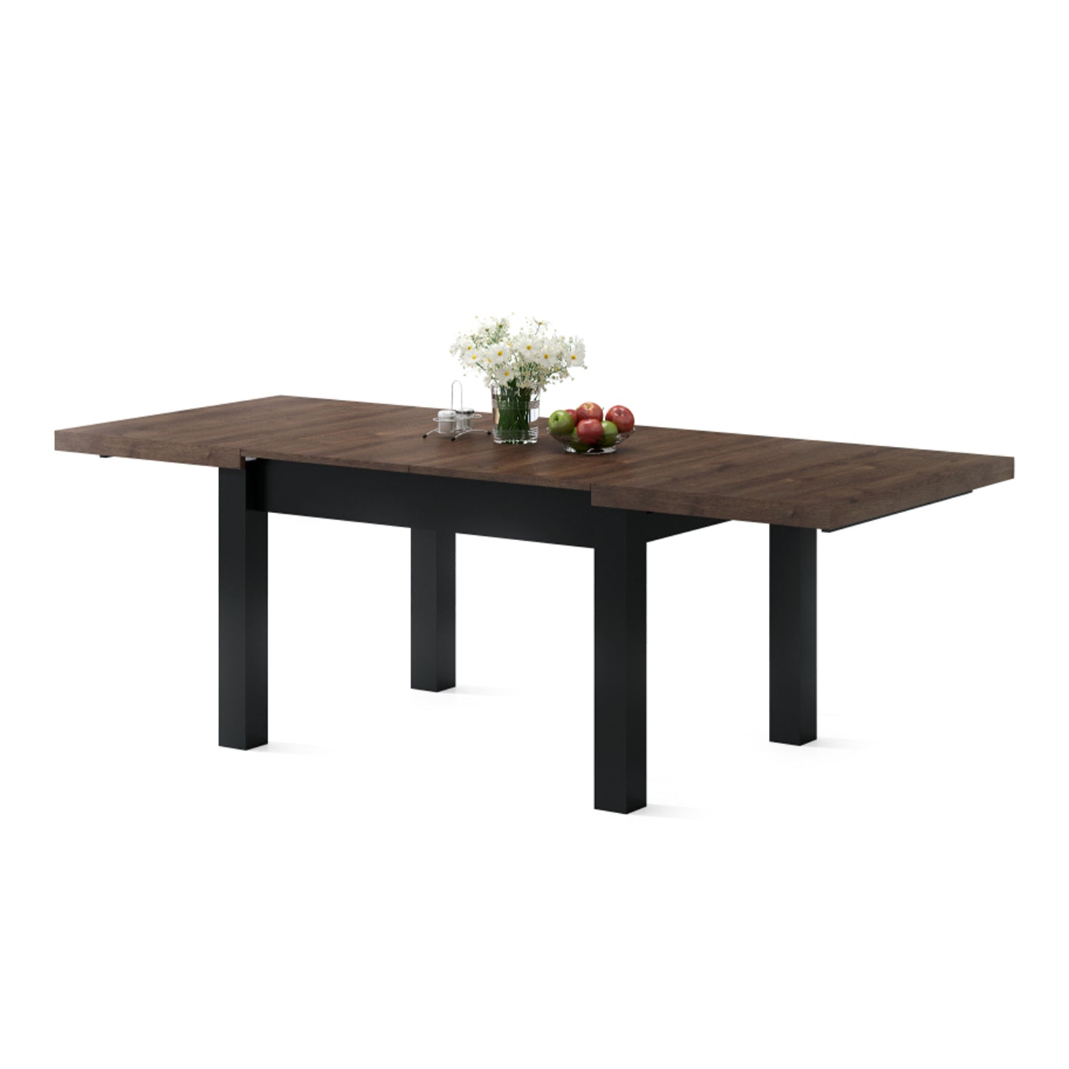 Royal Modern Extendable Dining Table – Brown Oak / Black