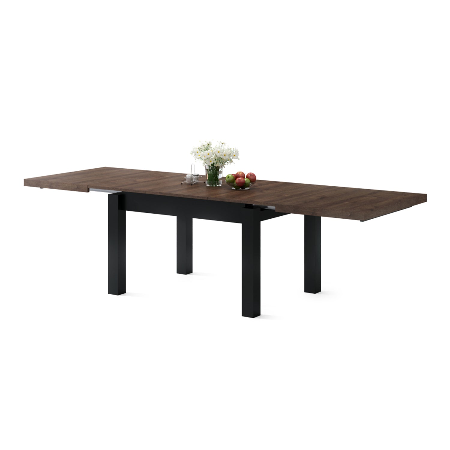 Royal Modern Extendable Dining Table – Brown Oak / Black
