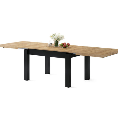 Royal Modern Extendable Dining Table – Gold Craft Oak /Black