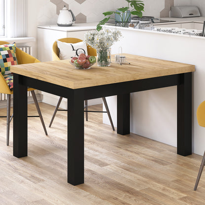 Royal Modern Extendable Dining Table – Gold Craft Oak /Black