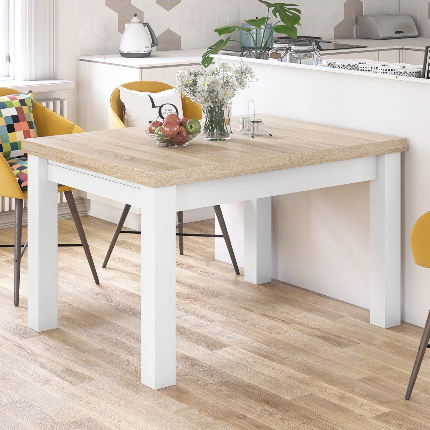 Royal Modern Extendable Dining Table – Oak Sonoma / White