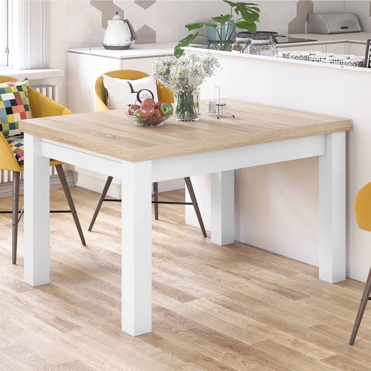 Royal Modern Extendable Dining Table – Oak Sonoma / White