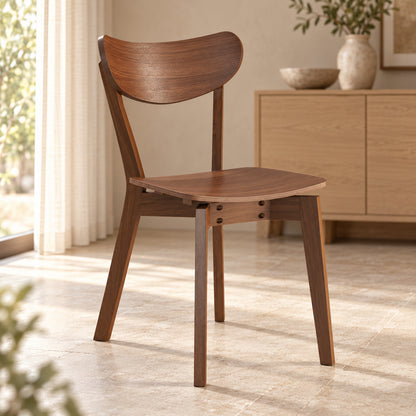 Roxy Luxury Set of 2 Wooden Chairs Retro Scandinavian Style - Walnut