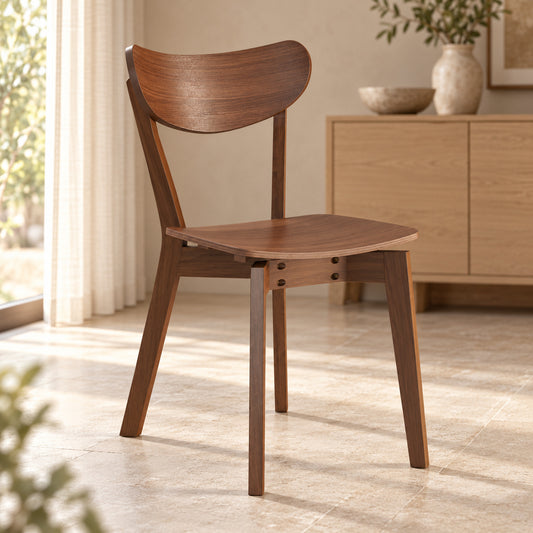 Roxy Luxury Set of 2 Wooden Chairs Retro Scandinavian Style - Walnut