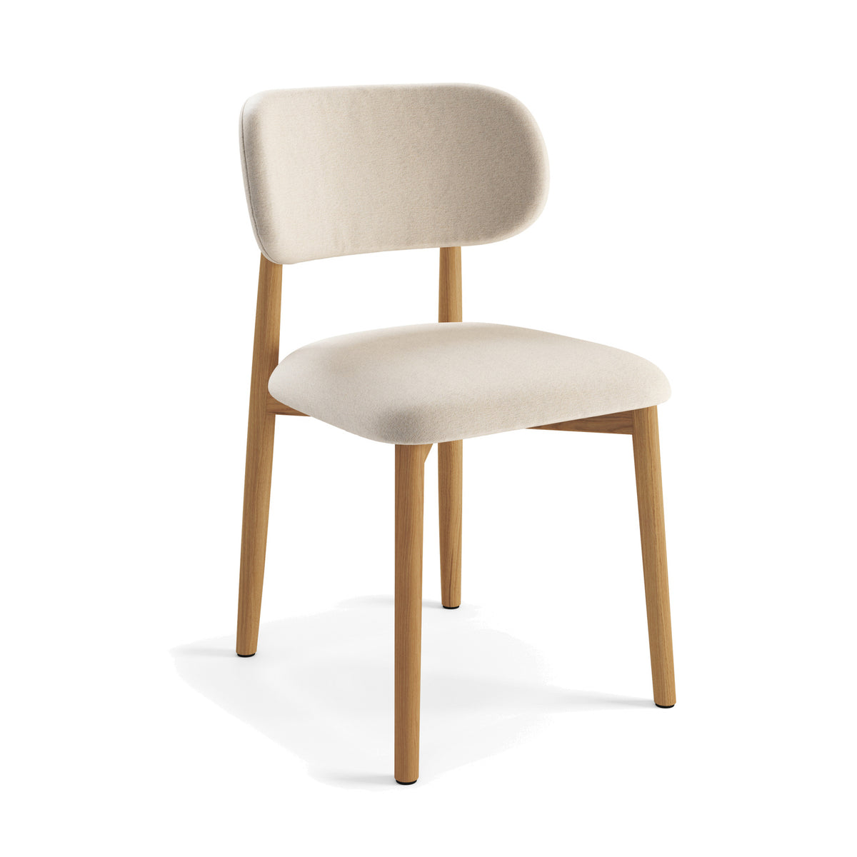 Almo Set of 2 Upholstered Dining Chairs with Solid Oak Frame - Beige