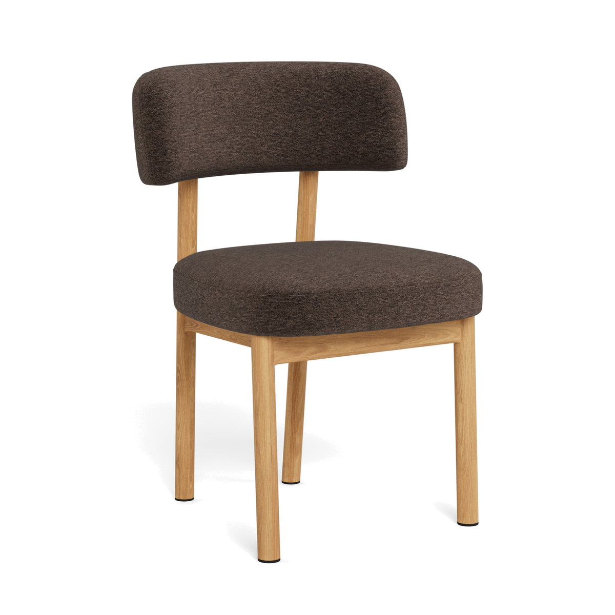 Toray Set of 2 Upholstered Dining Chairs with Oak Effect Frame - Brown