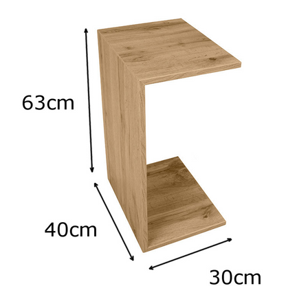 C-Shaped End Table Perfect for Sofa, Bed or Lounge Area - Wotan Oak