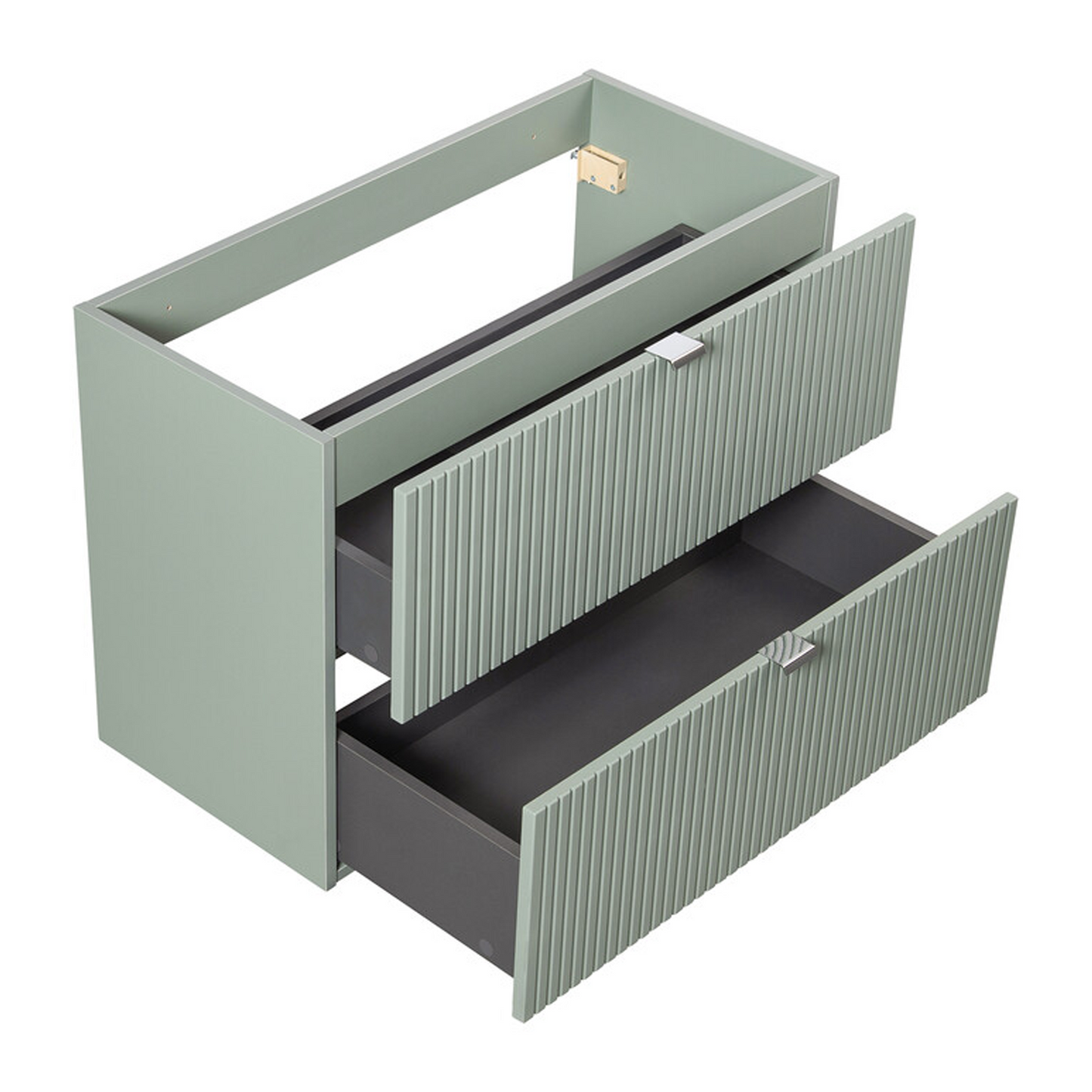 Line Reed 2 Drawer Bathroom Cabinet Vanity Unit 80cm with Built-In Basin - Sage