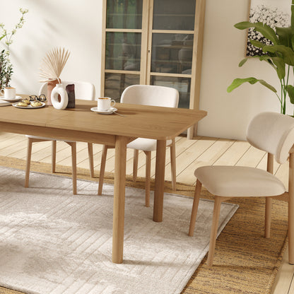 Almo Set of 2 Upholstered Dining Chairs with Solid Oak Frame - Beige