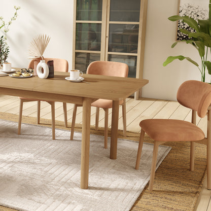 Almo Set of 2 Upholstered Dining Chairs with Solid Oak Frame - Terracotta