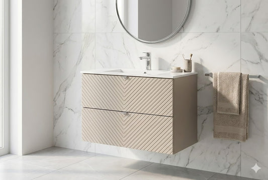 Viva Bathroom Vanity Unit with Basin 80 cm Ribbed Fluted - Cashmere