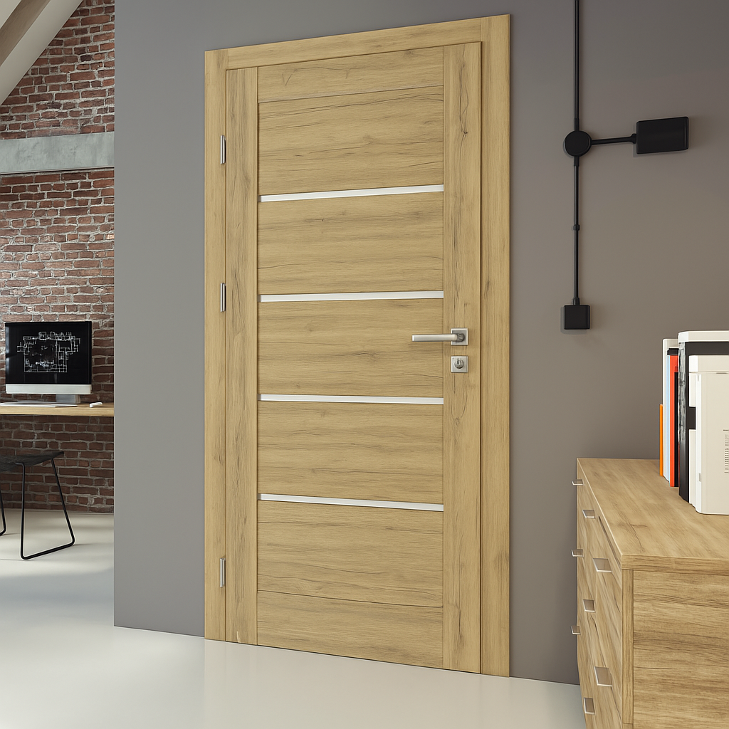 Vinci 10 Internal Rebated Door Set with Frame and Handle - Bavaria Oak